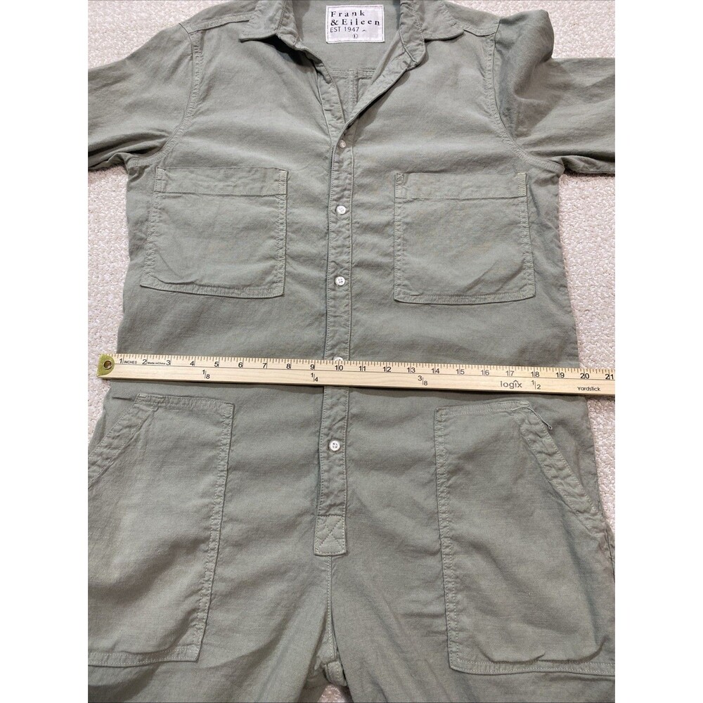 Frank & Eileen Northern Ireland Jumpsuit Sage Sz L Linen Blend Utility - Picture 11 of 16